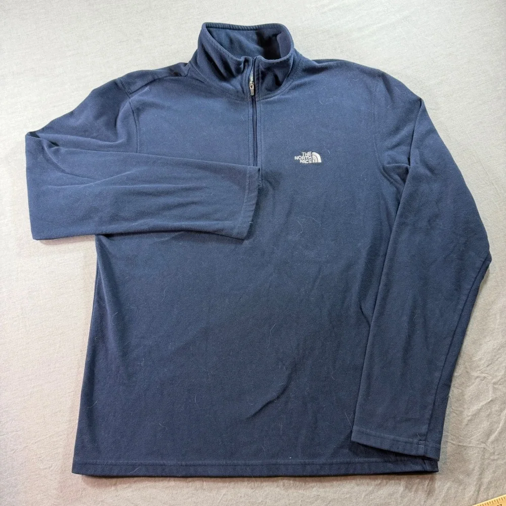 The North Face TKA 100 Fleece Pullover Mens Small Navy Blue Good 1/4 Zip Jacket